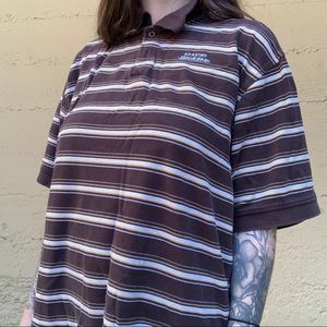 Dickies Brown Striped Polo Size XL